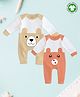 Kidbea 100% Organic Cotton Pack Of 2 Full Sleeves Teddy Bears Printed Rompers - Beige & Orange