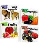 Kids Board Books, Wild Animals, Vegetables, Fruits, Vehicles, Set of 4 Books - English