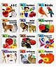Kids Board Books, ABC, Numbers, Animals, Fruits, Vegetables, Shapes & more, Set of 12 Books - English
