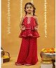Jilmil Georgette Sleeveless Leheriya Printed Peplum Top With Bandhani Designed Palazzo Set - Pink