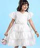 Mark & Mia Woven Half Sleeves Party Dress With Floral Applique - White
