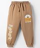 Taeko Single Jersey Knit Full Length Lounge Pant Football Print - Brown