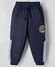 Taeko Single Jersey Knit Full Length Cut & Sew Lounge Pants With Text Prints - Navy Blue