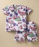 Rikidoos Embosis Hosiery Half Sleeves Cars Printed Tee With Coordinating Shorts Set - Multi Colour