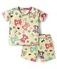 Rikidoos Embosis Hosiery Half Sleeves Teddy Bear Printed Tee With Coordinating Shorts Set - Pista Green
