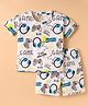 Rikidoos Embosis Hosiery Half Sleeves Headphones Printed Tee With Coordinating Shorts Set - White