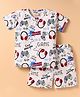 Rikidoos Embosis Hosiery Half Sleeves Headphones Printed Tee With Coordinating Shorts Set - White