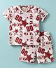 Rikidoos Embosis Hoseiry Half Sleeves Stars & Number Printed Tee & Coordinating Shorts Set - White & Maroon