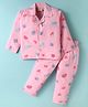 Rikidoos Cotton Woven Full Sleeves Sea Life Theme Printed Coordinating Night Suit Set - Baby Pink