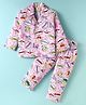 Rikidoos Cotton Woven Full Sleeves Doodle Art Printed Coordinating Night Suit Set - Baby Pink