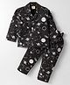 Rikidoos Cotton Woven Full Sleeves Space Theme Printed Coordinating Night Suit Set - Black