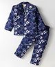 Rikidoos Cotton Woven Full Sleeves Football Printed Coordinating Night Suit Set - Navy Blue