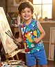 Babyhug Single Jersey Knit Sleeveless Printed Tank T-Shirt & Shorts Set - Blue