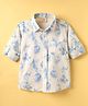 Rikidoos Cotton Full Sleeves Leaves Printed Shirt - White
