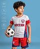 Pine Active Half Sleeves T-Shirt & Shorts With Soccer Print - White & Red