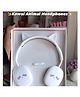 YAMAMA White Cat Earphone for Kids, 3.5mm Jack On Ear Wired Cute Headphone, Stereo with Mic Earphone, Stylish Headphones for Girls Boys, Birthday Gift for Girls - White