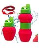 YAMAMA Silicone Sipper Bottle Bottle Strawberry Expandable Water Bottle for Home, Office, Gym, Trekking, BPA Free Food-Grade Collapsible Leak Proof Portable Travel Water Bottle 600ml - Multicolor