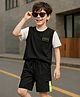 Ollington St. Taffeta Sleeveless Solid Jacket & Shorts with Knit T-Shirt - Black & White