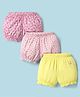 Pine Kids Cotton Elastane Knit Bloomers With Stripes & Shell Print Pack Of 3 - Yellow & Pink