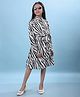 CRIMSOUNE CLUB 100% Lyocell Woven Full Sleeves Abstract Printed  Dress - Black