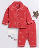 Clt.s Cotton Knitted Full Sleeves Love Text Printed Coordinating Night Suit Set - Red