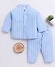 Clt.s Cotton Woven Full Sleeves Striped Coordinating Shirt & Pajama Set - Blue