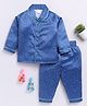Clt.s Satin Woven Full Sleeves Polka Dots Printed Coordinating Night Suit Set - Blue