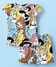 Babyhug Disney Single Jersey Knit Half Sleeves Co-ords Shorts Night Suit with Disney Princess Graphics - White