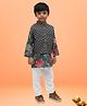 TIPPY TOP Cotton Full Sleeves Floral Printed Kurta Pyjama With Jacket Set - Green