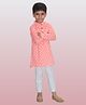 TIPPY TOP Cotton Full Sleeves Ethnic Motifs Printed Kurta Pyjama Set - Peach