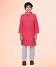 TIPPY TOP Cotton Full Sleeves Ethnic Motifs Printed Kurta Pyjama Set - Red