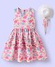 Mark & Mia Sleeveless Frock with Floral Print & Hat - Pink
