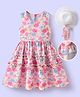 Mark & Mia Sleeveless Frock with Floral Print & Hat - Pink