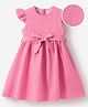 Mark & Mia Frill Sleeves Solid Color Frock with Fabric Belt - Pink