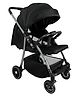 Standard Baby Stroller - Black| Reversible Handle| Paded Cushion| Adjustable Canopy| Concealed Linked Brake| Swivel Wheels| 5 point Safety Harness| Storage Basket| Recling Backrest| Single Hand Fold