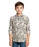 Charchit Cotton Blend Full Sleeves Floral Printed Shirt - Dark Green