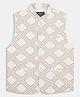 Charchit Cotton Blend Sleeveless Geometric Printed Jacket - Cream