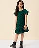 StyloBug Half Sleeves Chevron Designed Dress - Green