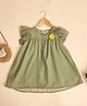 StyloBug Half Sleeves Floral Applique Detailed Dress - Green