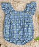 StyloBug Flutter Sleeves Abstract Printed Onesie - Blue