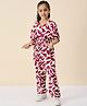 StyloBug Viscose Rayon Three Fourth Sleeves Abstract Printed Jumpsuit - Maroon