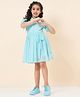 StyloBug Half Sleeves Swiss Dots Embroidered Shirt Style Dress - Blue