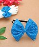 PinkChick Sequins Embellished Bow Designed Headband With Coordinating Bracelet Set - Blue