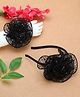PinkChick Sequins Embellished Floral Designed Headband With Coordinating Bracelet Set - Black