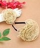 PinkChick Sequins Embellished Floral Designed Headband With Coordinating Bracelet Set - Gold