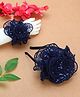 PinkChick Floral Designed & Sequins Embellished Hair Band With Bracelet Set - Navy Blue