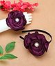 PinkChick Floral Designed & Pearls Embellished Hair Band With Bracelet Set - Burgandy