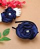 PinkChick Set Of 2 Satin Floral Designed Headband & Bracelet - Navy Blue