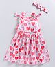 Snuggly MONKEY Poplin Sleeveless Hearts Printed Dress With Headband Set - Pink