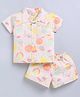 Snuggly MONKEY Poplin Half Sleeves Ice Cream Printed Shirt & Coordinating Shorts Set - Light Peach